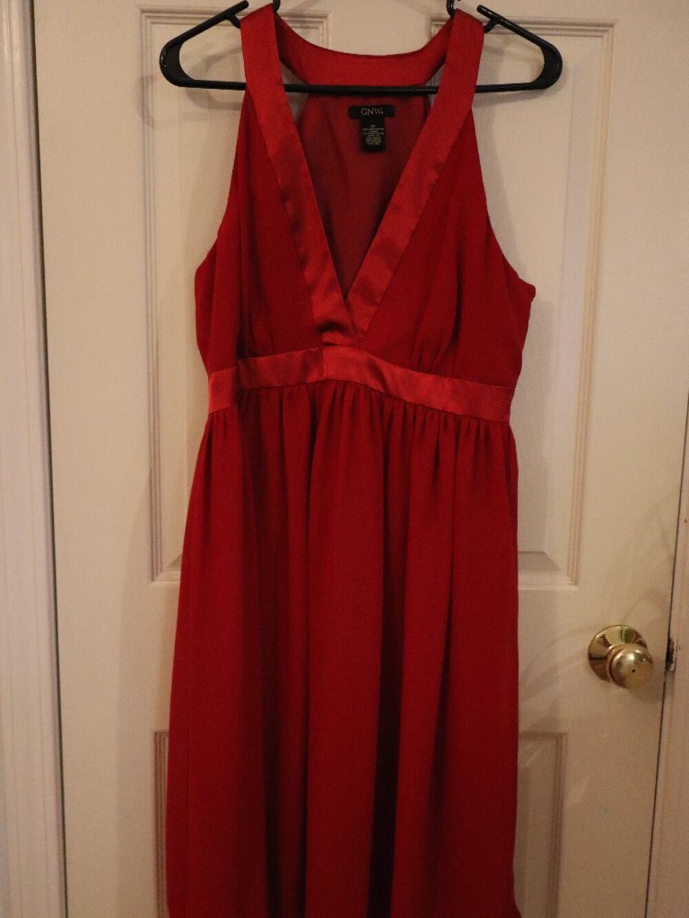 GNW Red Cocktail Dress with Satin Trim Size 12